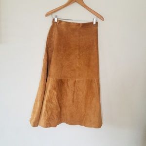 Authentic imports inc camel leather size 12 skirt lined